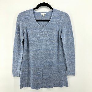 J. JILL PureJill Linen Cotton Blue Tunic Sweater